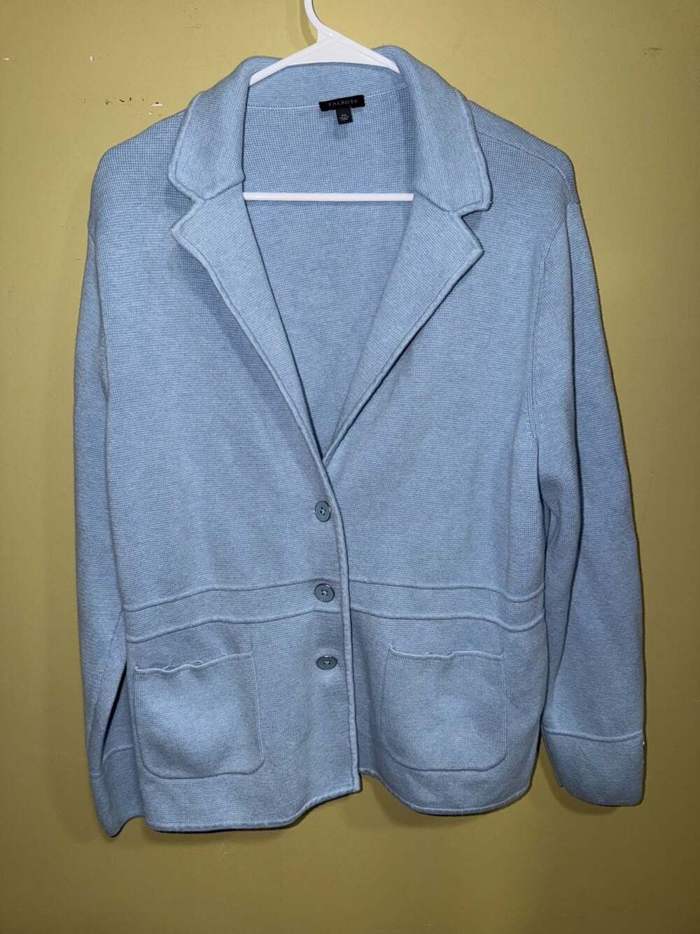 Talbots Light Blue Knit Sweater Blazer Jacket XL
